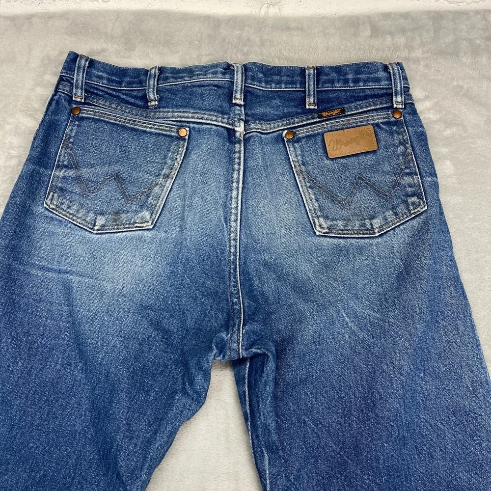Wrangler Jeans Mens 36x36 Blue Denim 13MWZ Faded Slim Cowboy Cut Straight Leg